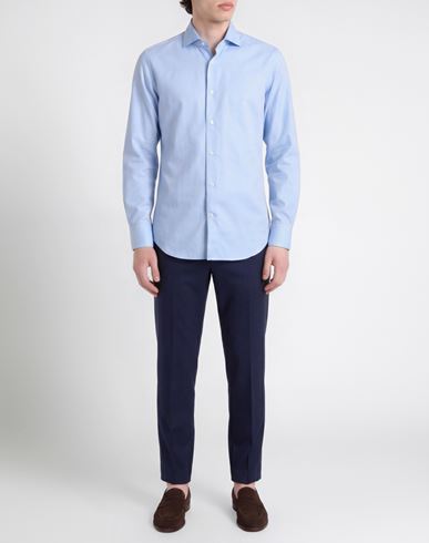 Man Shirt Azure Size 17 Cotton
