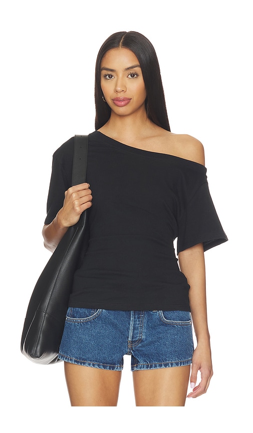 EB Denim Elena Off The Shoulder Tee in Black. - XS also in