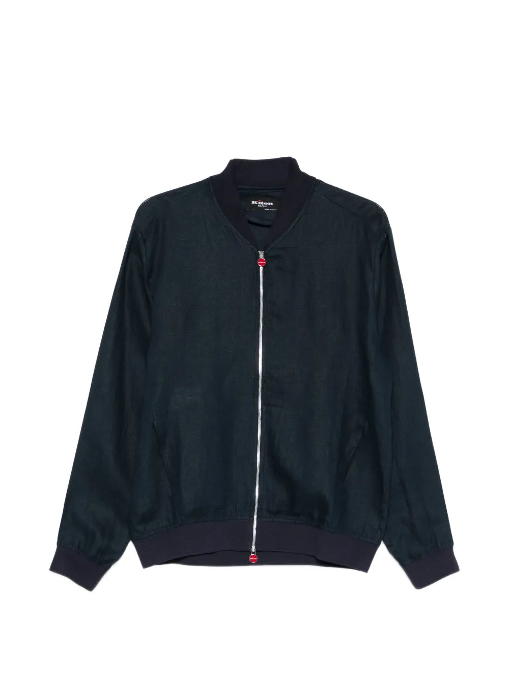 Linen Zip Bomber Jacket — Dark Blue
