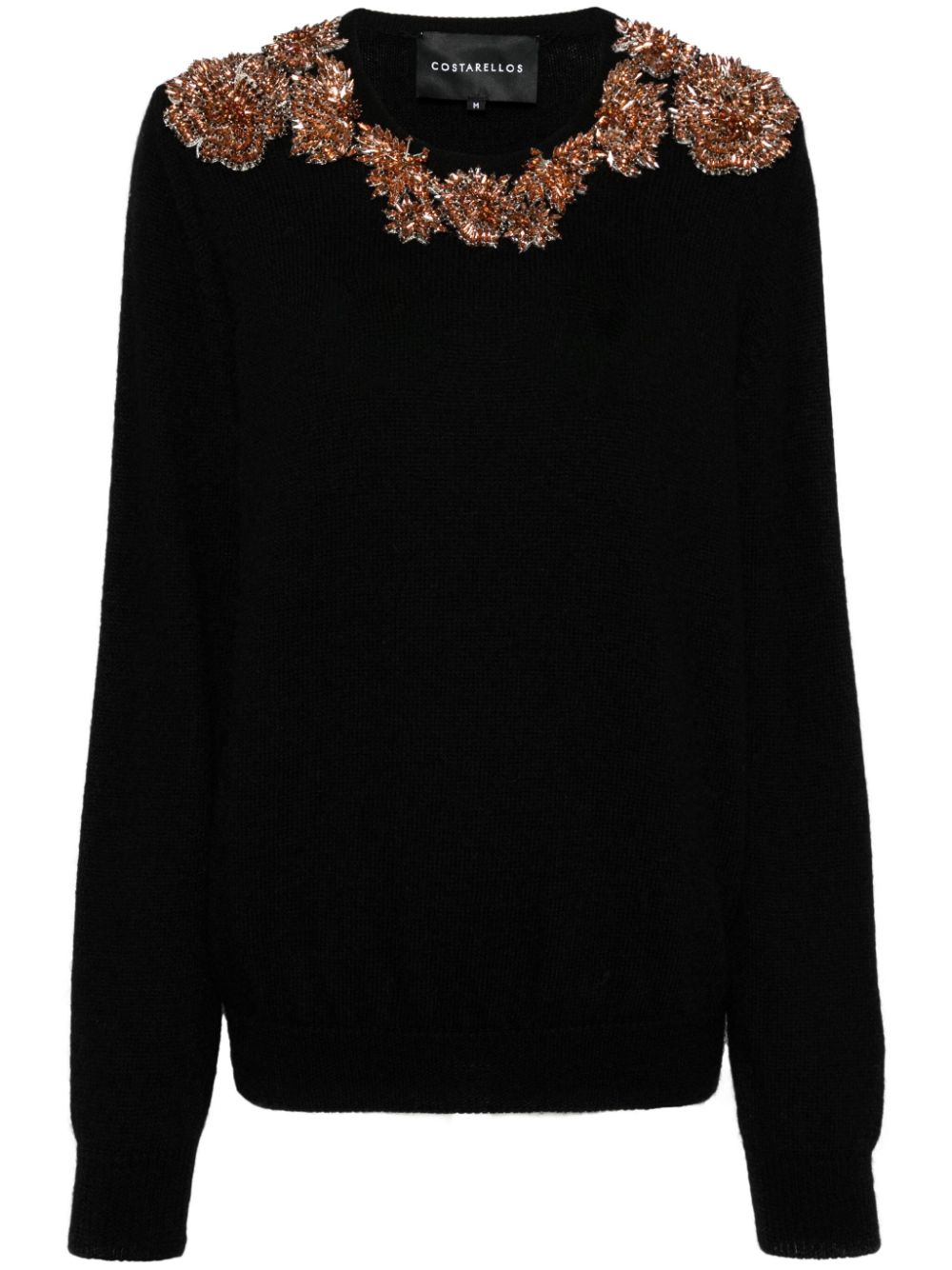 Crystal-embellishment jumper - Black