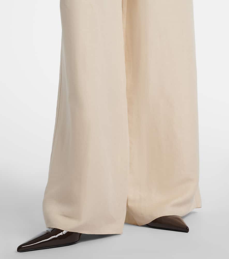 Oro linen and silk wide-leg pants