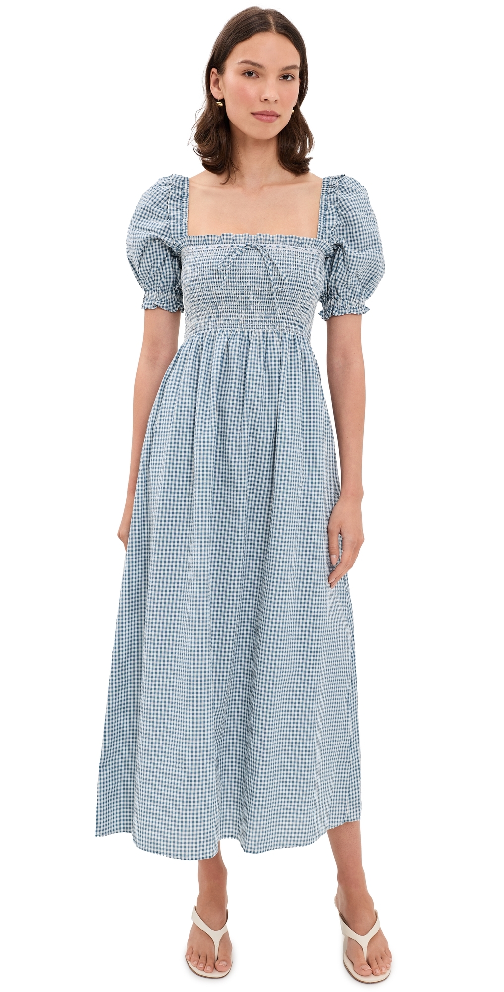 The Scarlett Midi Nap Dress Teal Gingham