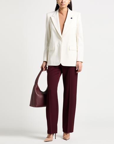 Woman Blazer Cream Size 8 Wool, Elastane