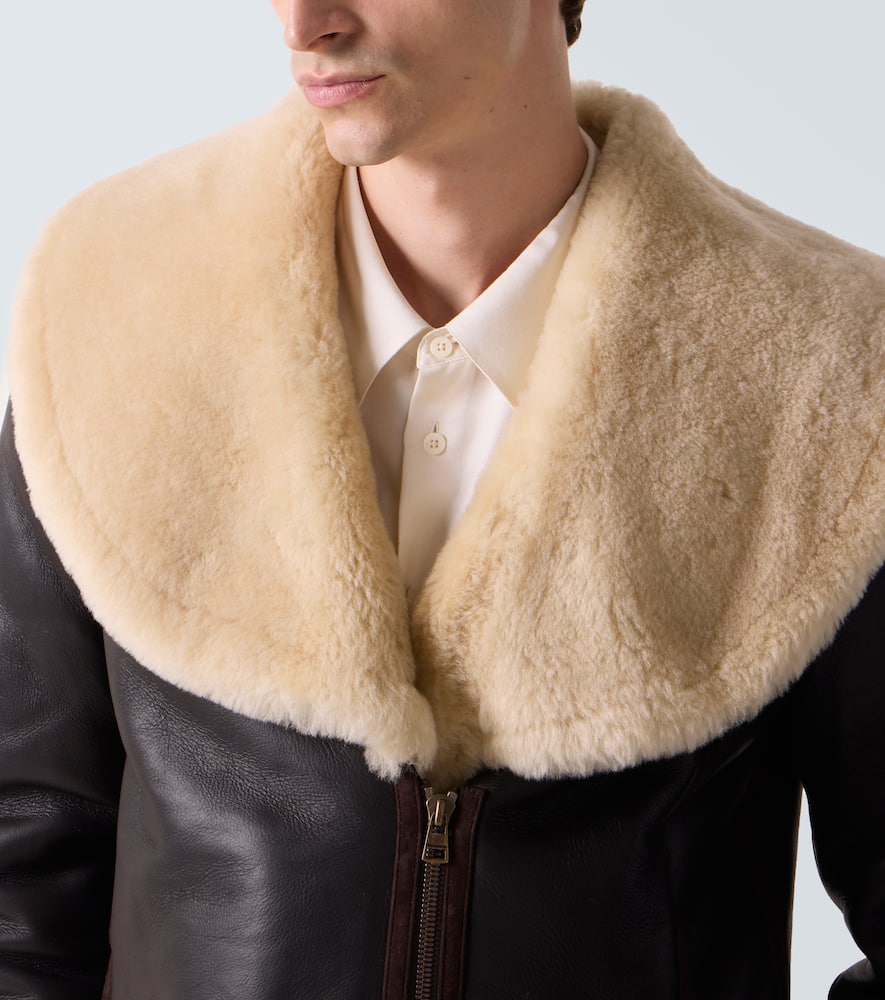 Shearling-trimmed leather jacket