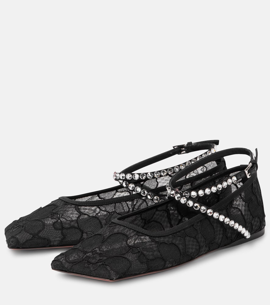 Ana embellished lace ballet flats
