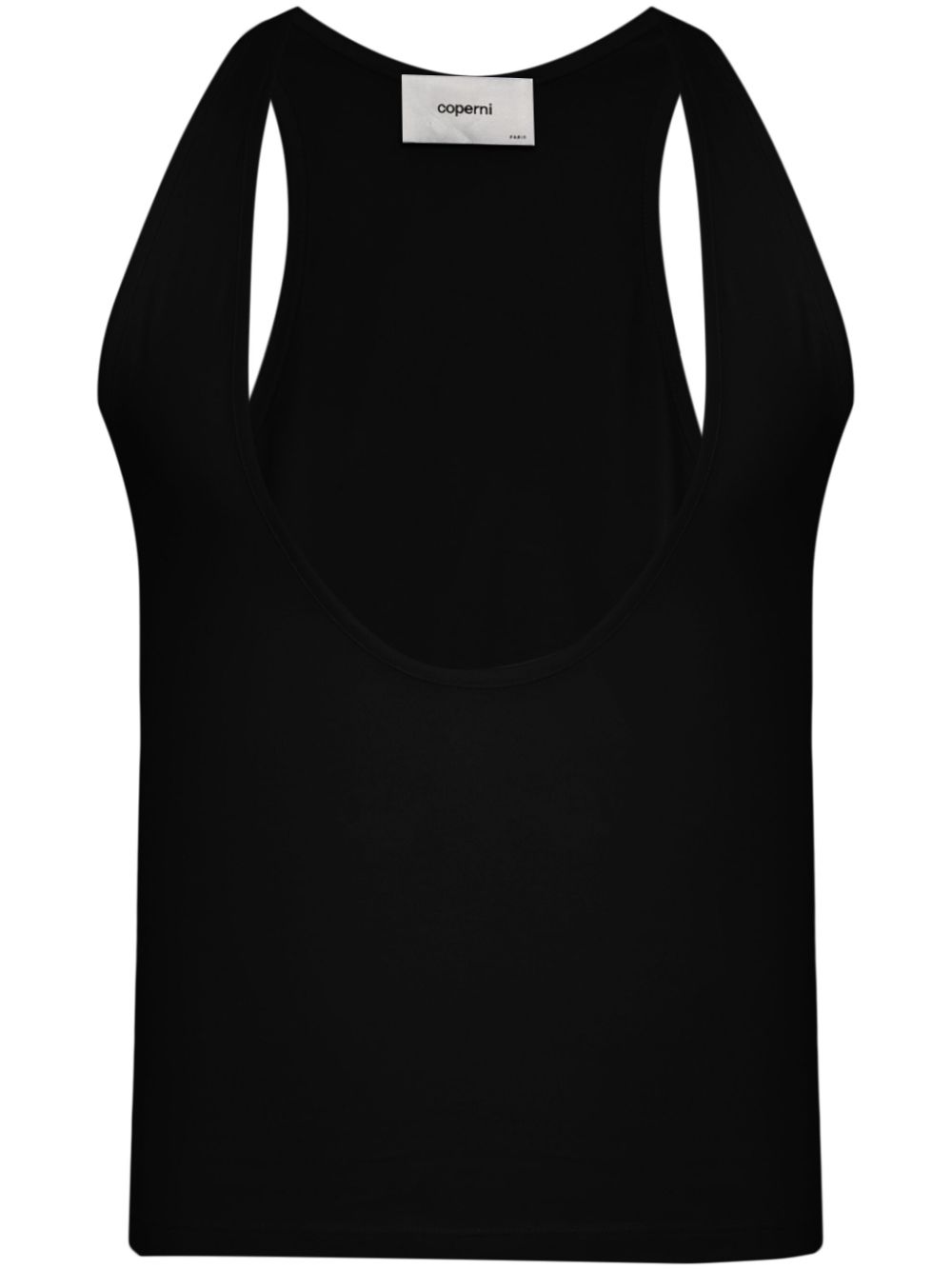 Plunging U-neck tank top - Black