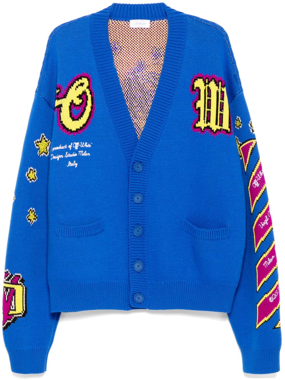 Intarsia-knit cardigan - Blue