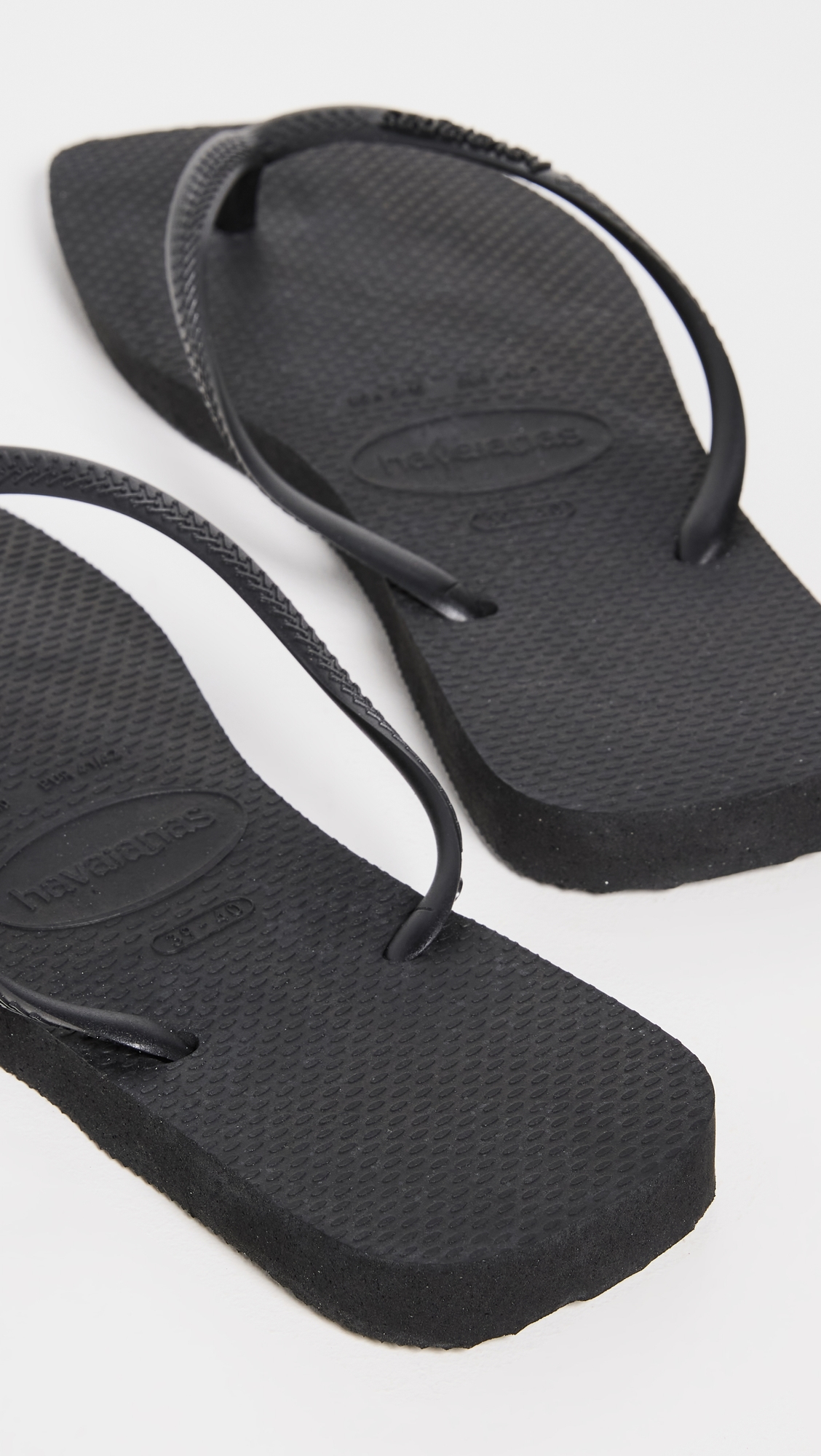Slim Square Solid Flip Flops Black 8