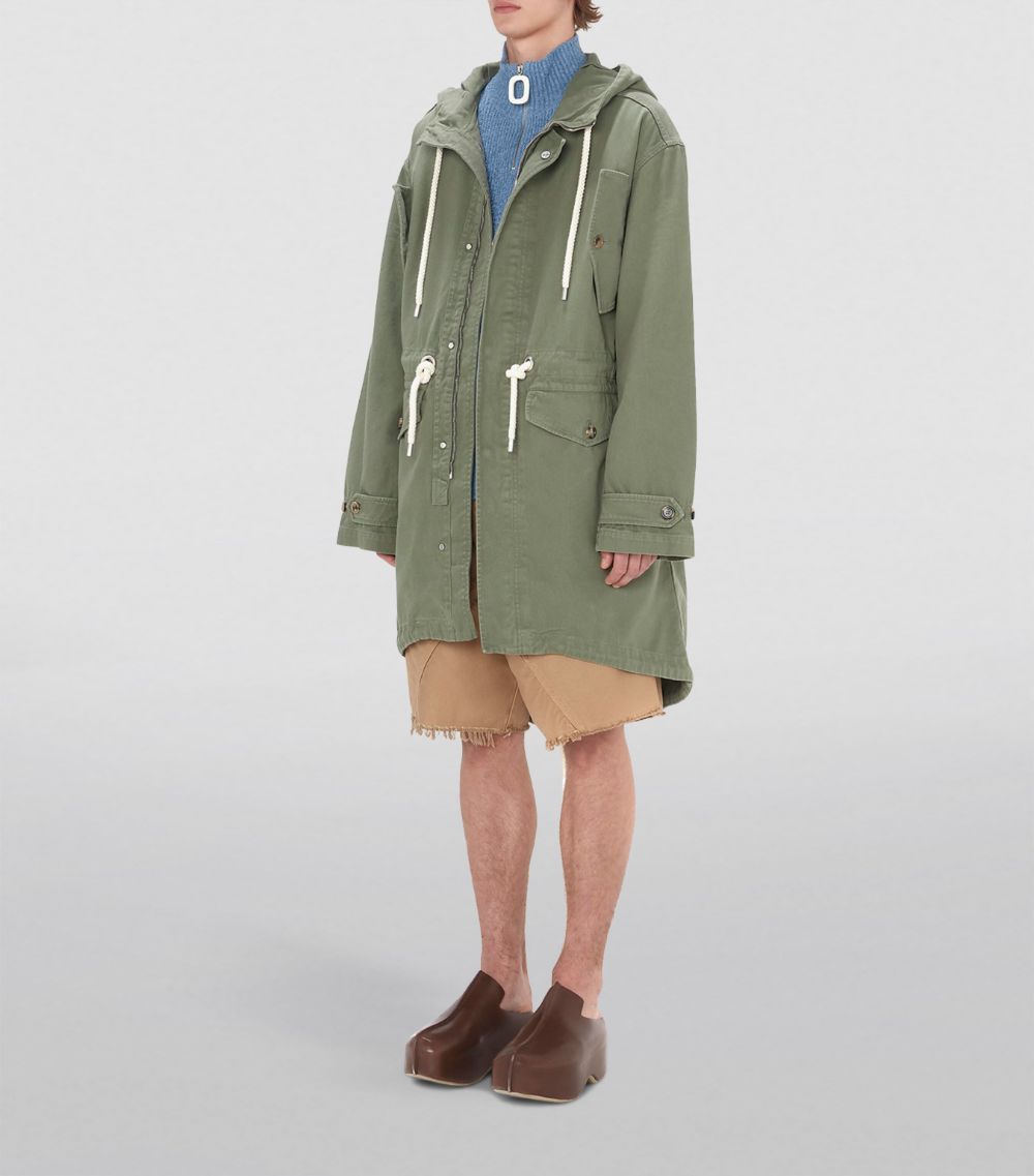 Twill Drawstring Parka Coat