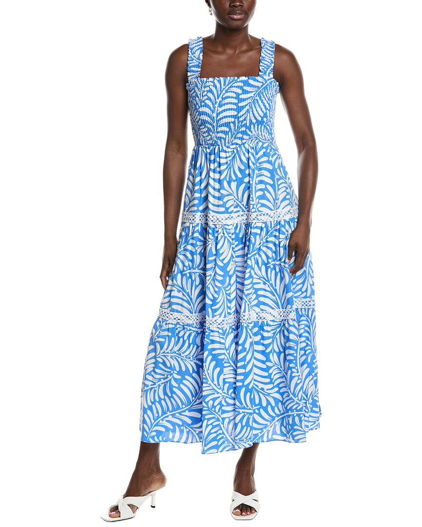 Smocked Linen-Blend Patio Dress