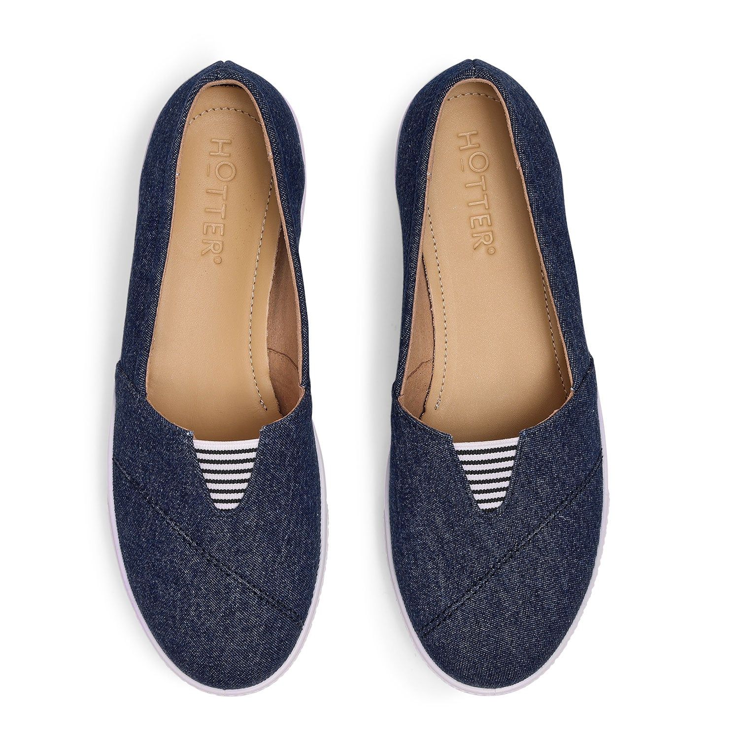 Hotter Women's 'Laurel' Canvas Slip-Ons Flat in Dark Blue