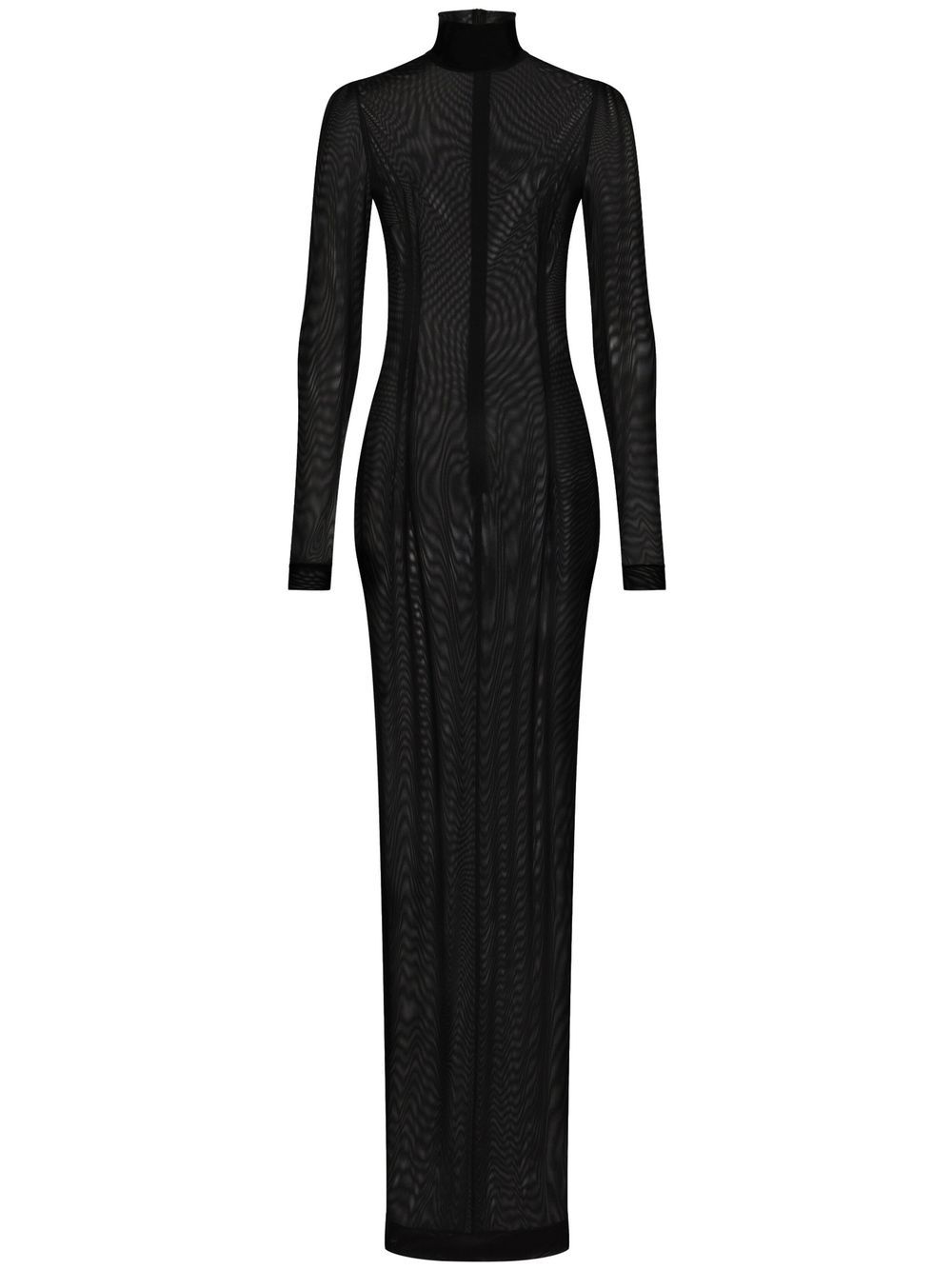 KIM DOLCE&GABBANA high-neck sheer floor length dress - Black