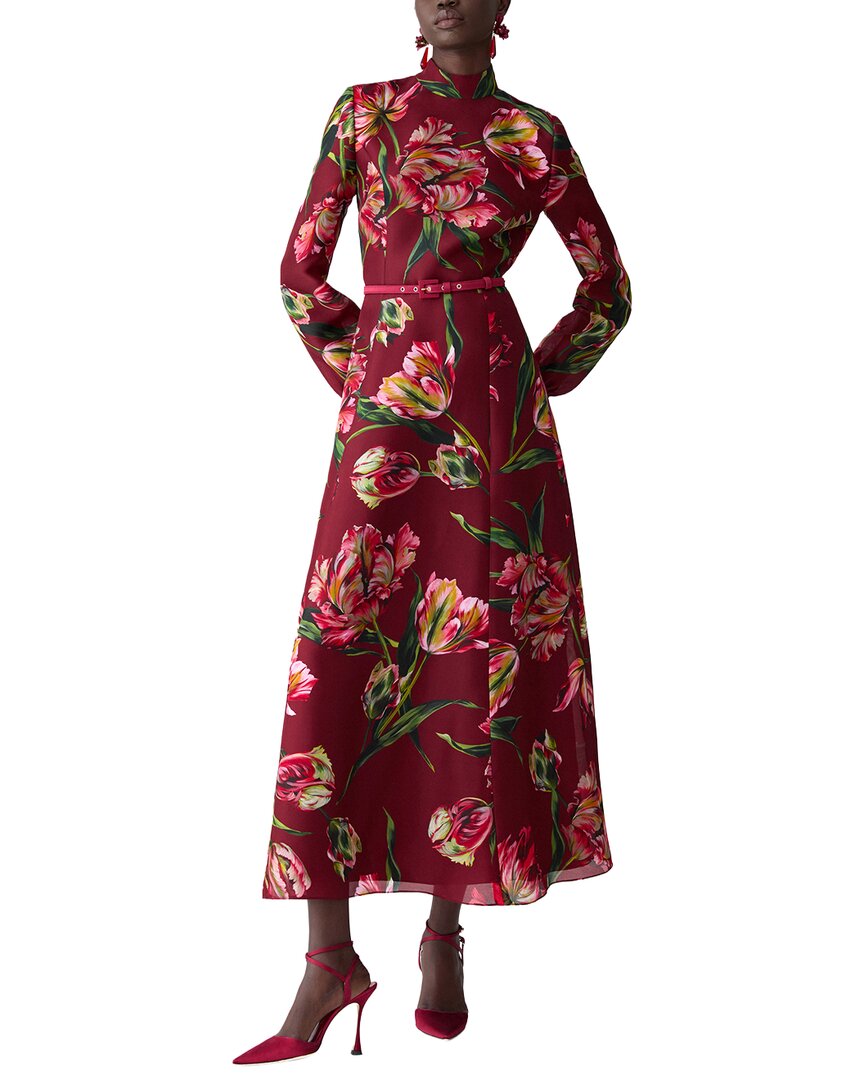 Mock Neck Silk Midi Dress