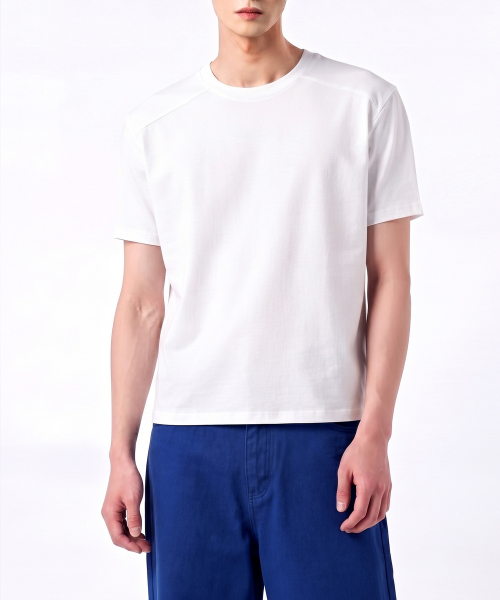 Muscle fit cropped cut-out short sleeve t-shirt white