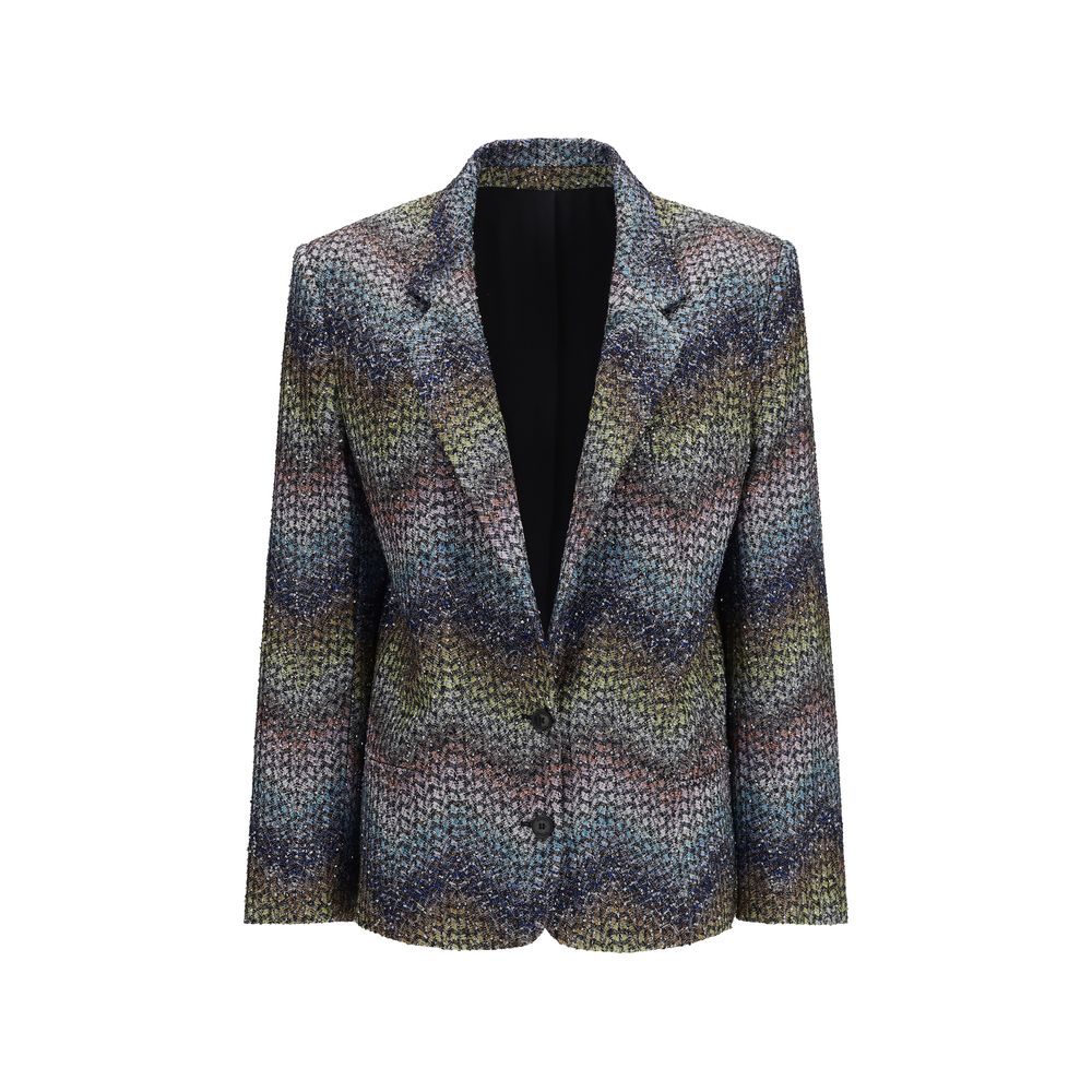 Sequin-Embellished Viscose Lamé Blazer — Multicolor