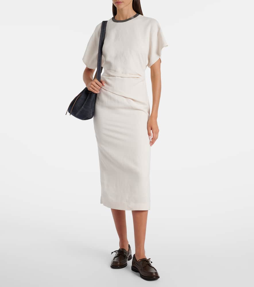 Linen-blend midi dress