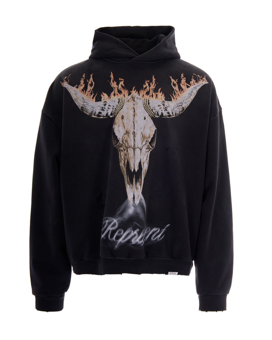 Black Graphic Hood Sweatshirt