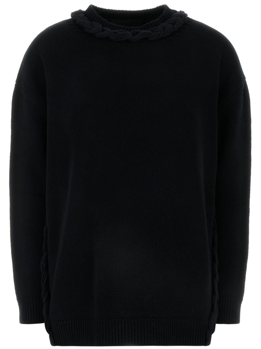 Braid-detail wool jumper - Black