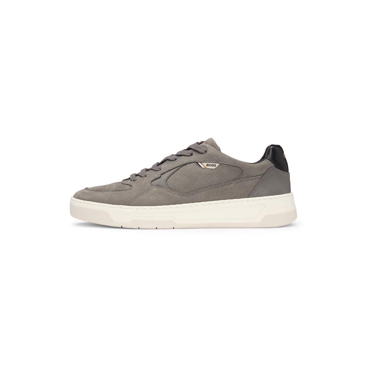 Boss Mens Baltimore Canvas Low Top Lace-Up Sneakers in Medium Grey