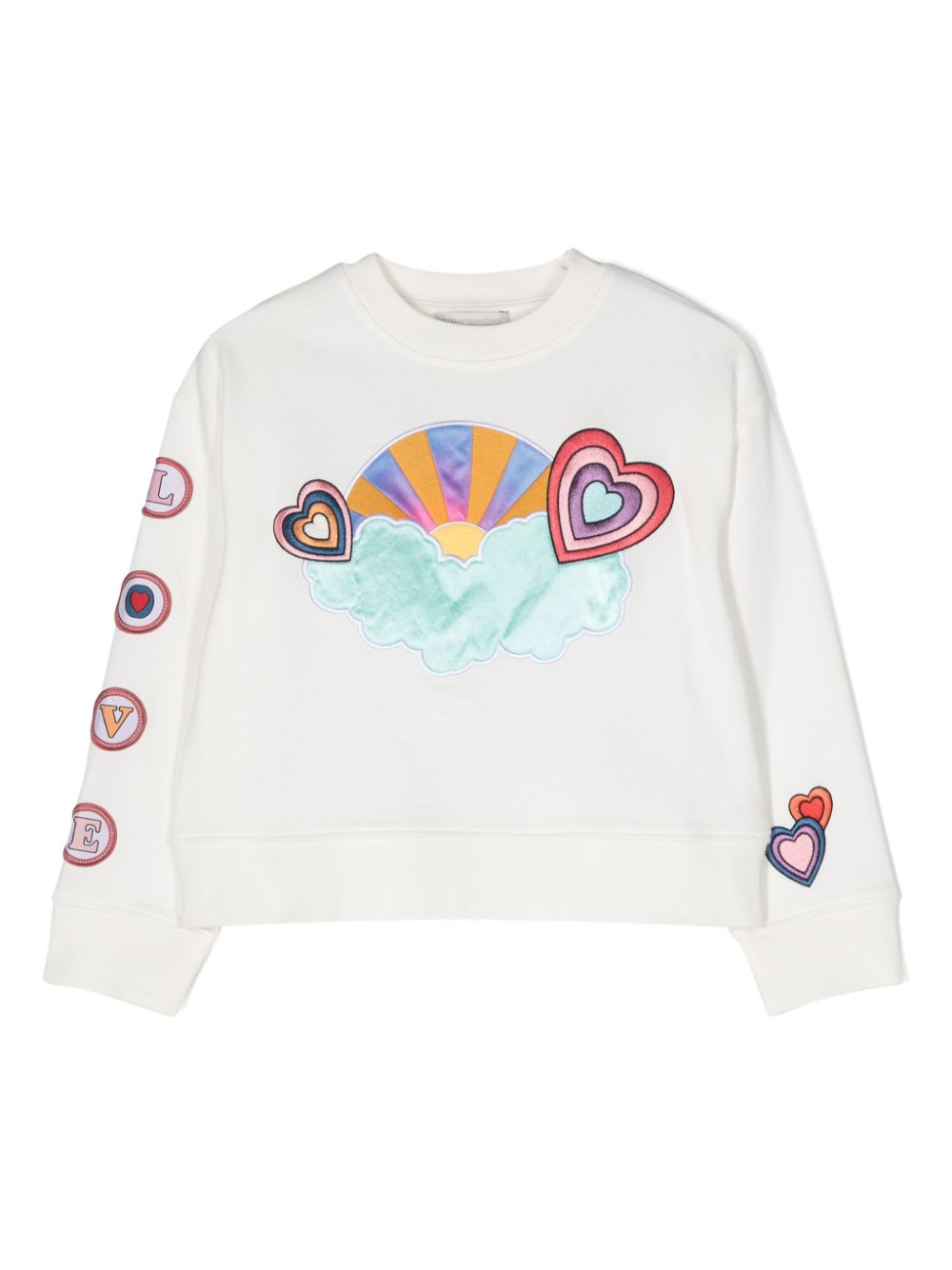 Heart-motif cotton sweatshirt - White