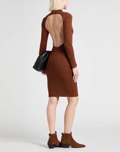 Woman Midi dress Brown Size L Polyester