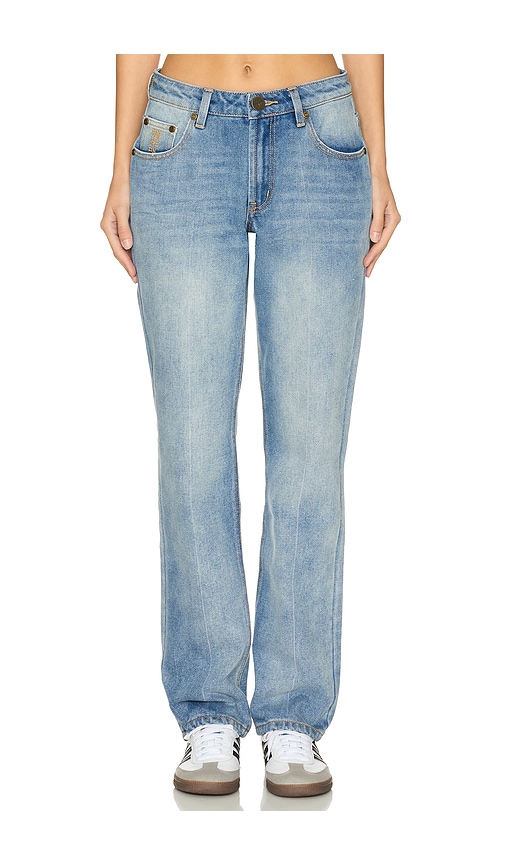 One Teaspoon Truckers Mid Waist Straight Leg Jeans in Blue. -  34 also in 24, 25, 26, 27