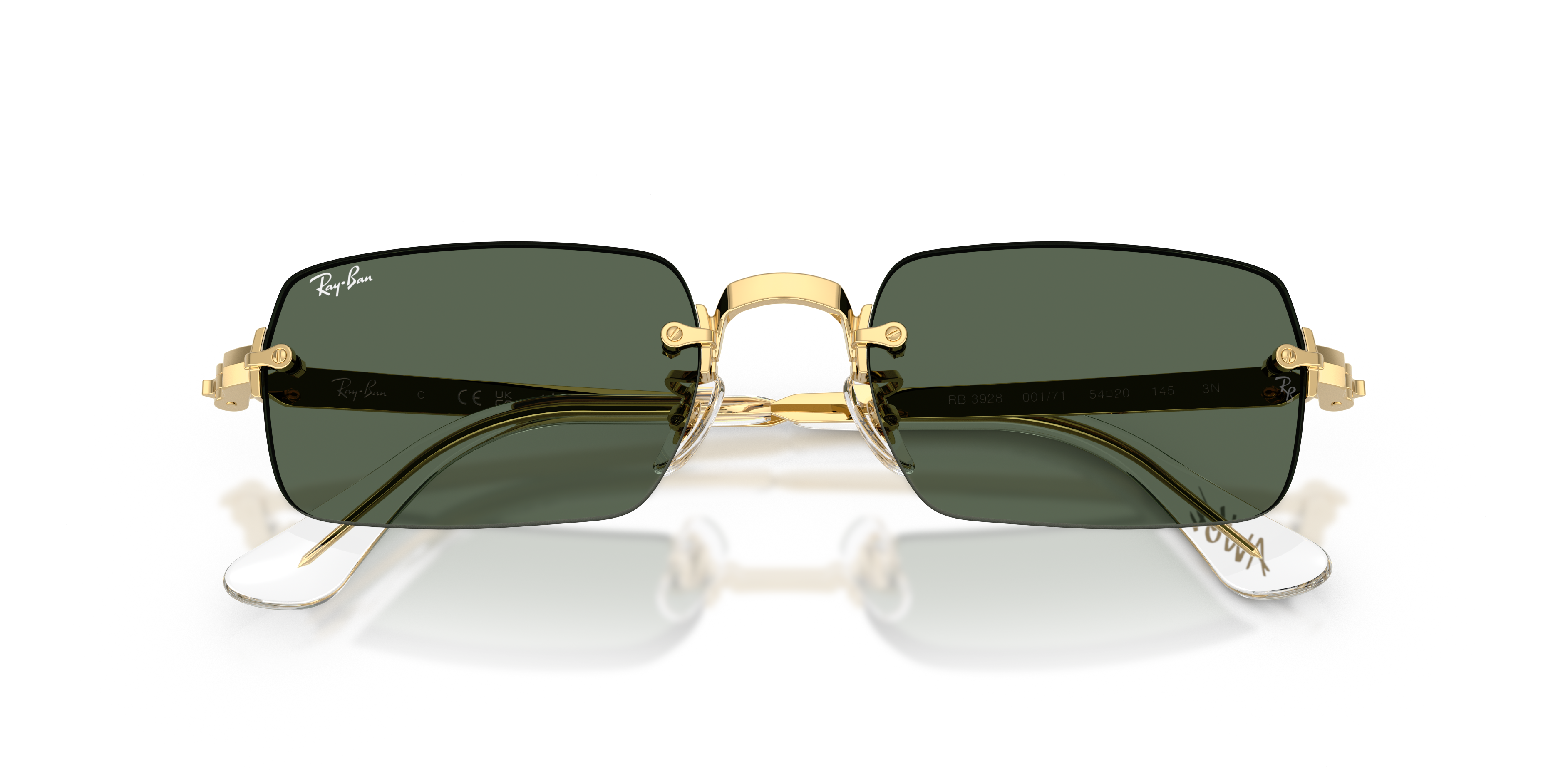 Ray - Ban Unisex Ray - Ban A$AP Rocky RB3928 001/71 Sunglasses Metal Gold Green Round Norma