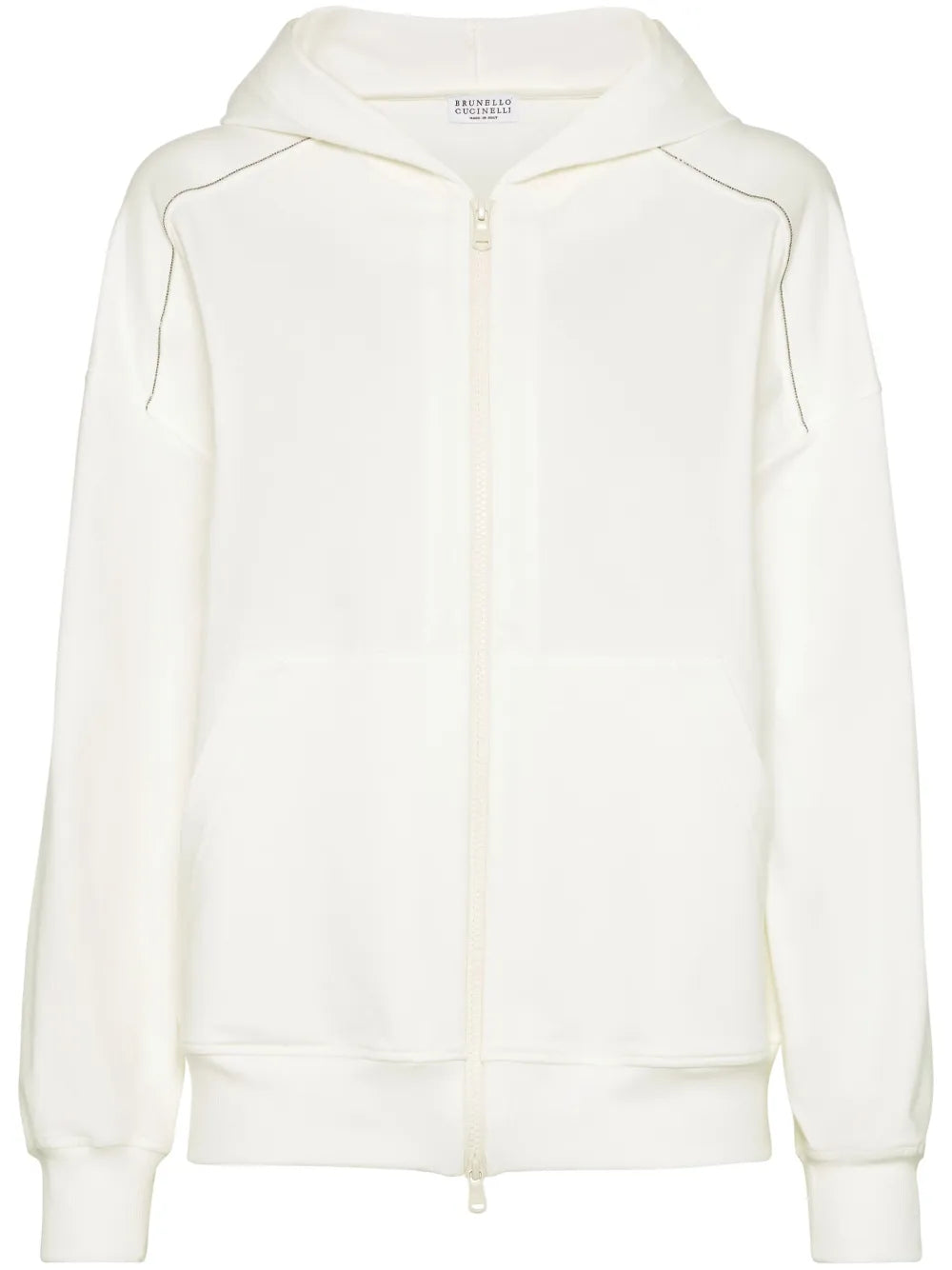 Monili-Embellished Hoodie — White