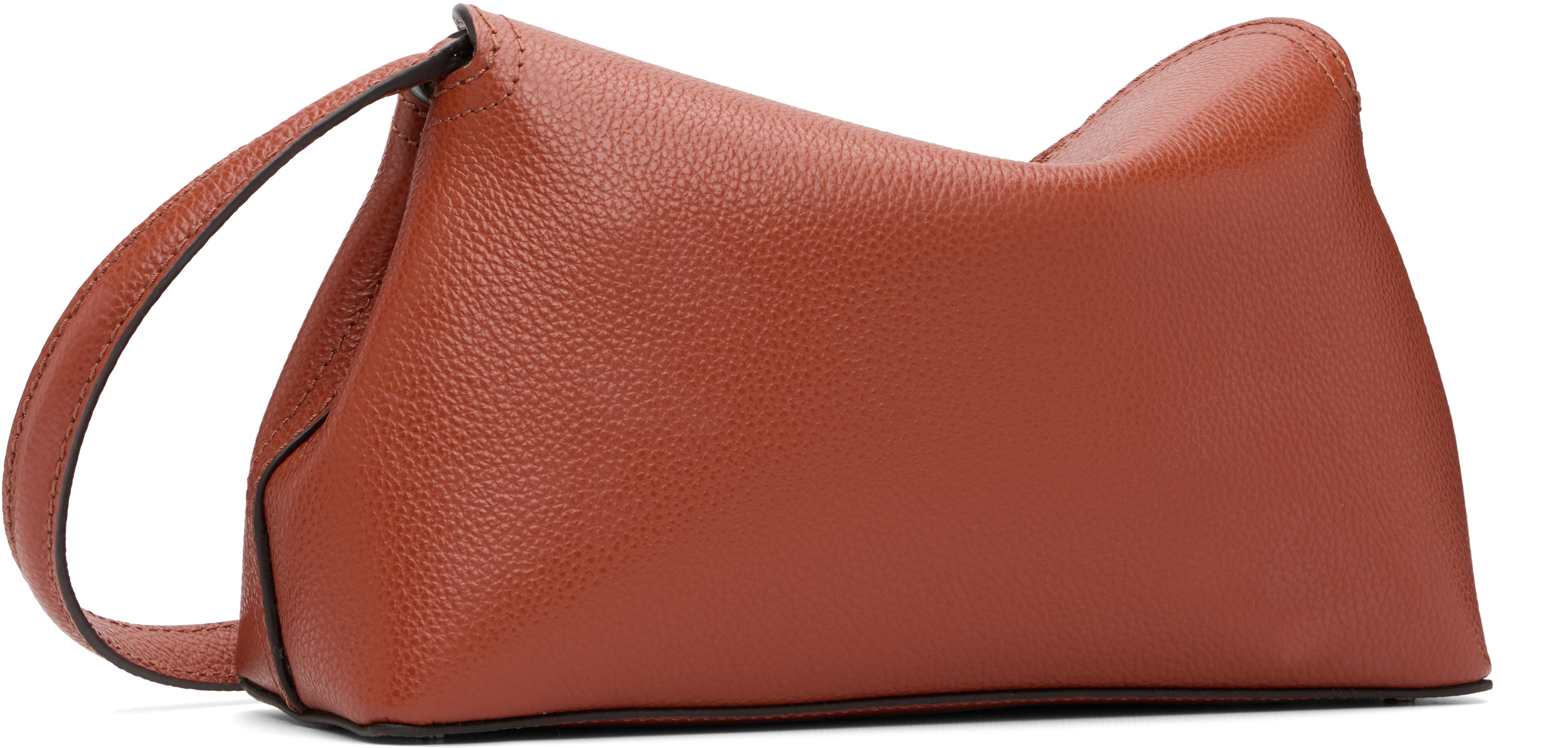 Brown T-Lock Grained-Leather Clutch