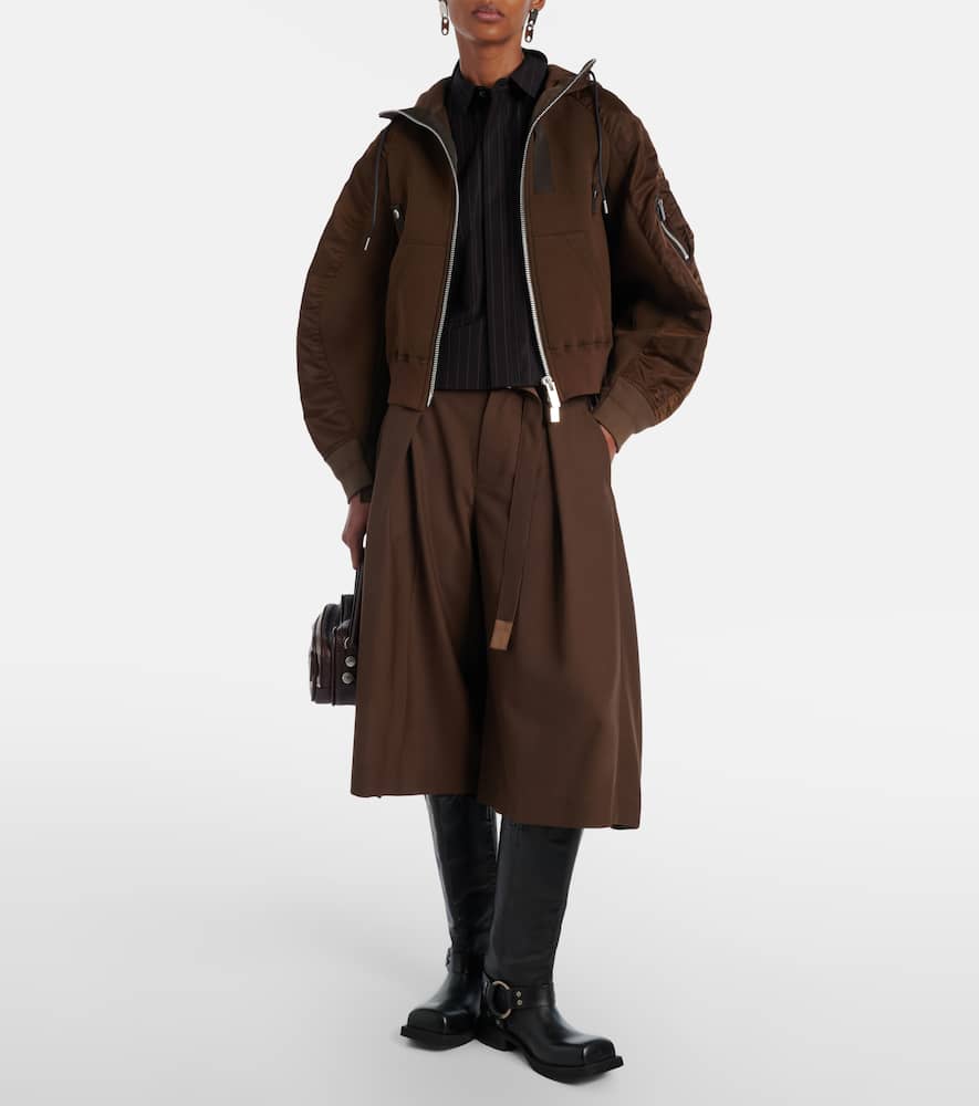 Paneled cotton-blend fleece zip-up hoodie