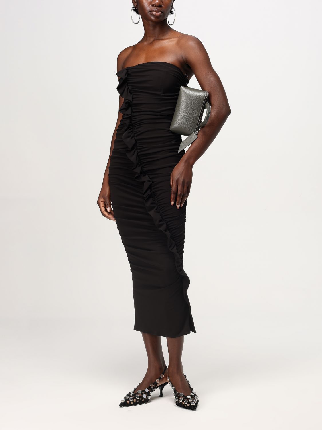 Ruched midi dress - Black