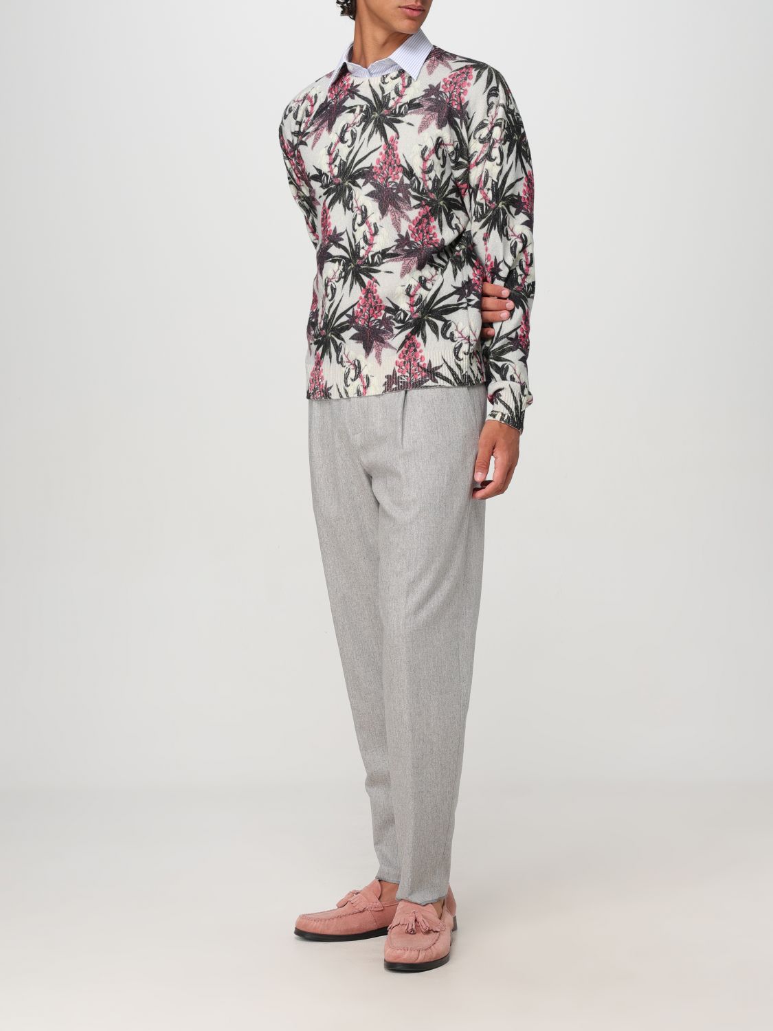 Floral intarsia-knit jumper - Neutrals