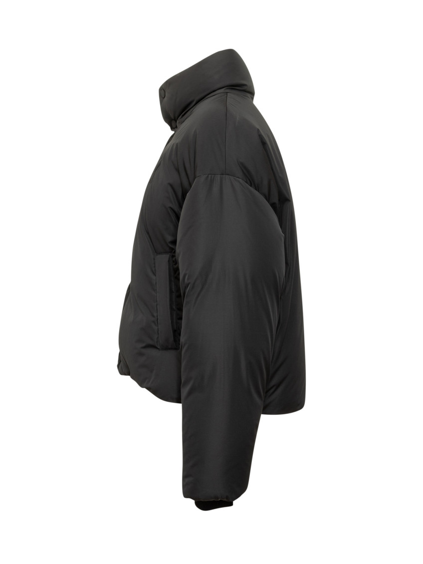 Black Solid Mock Collar Jacket