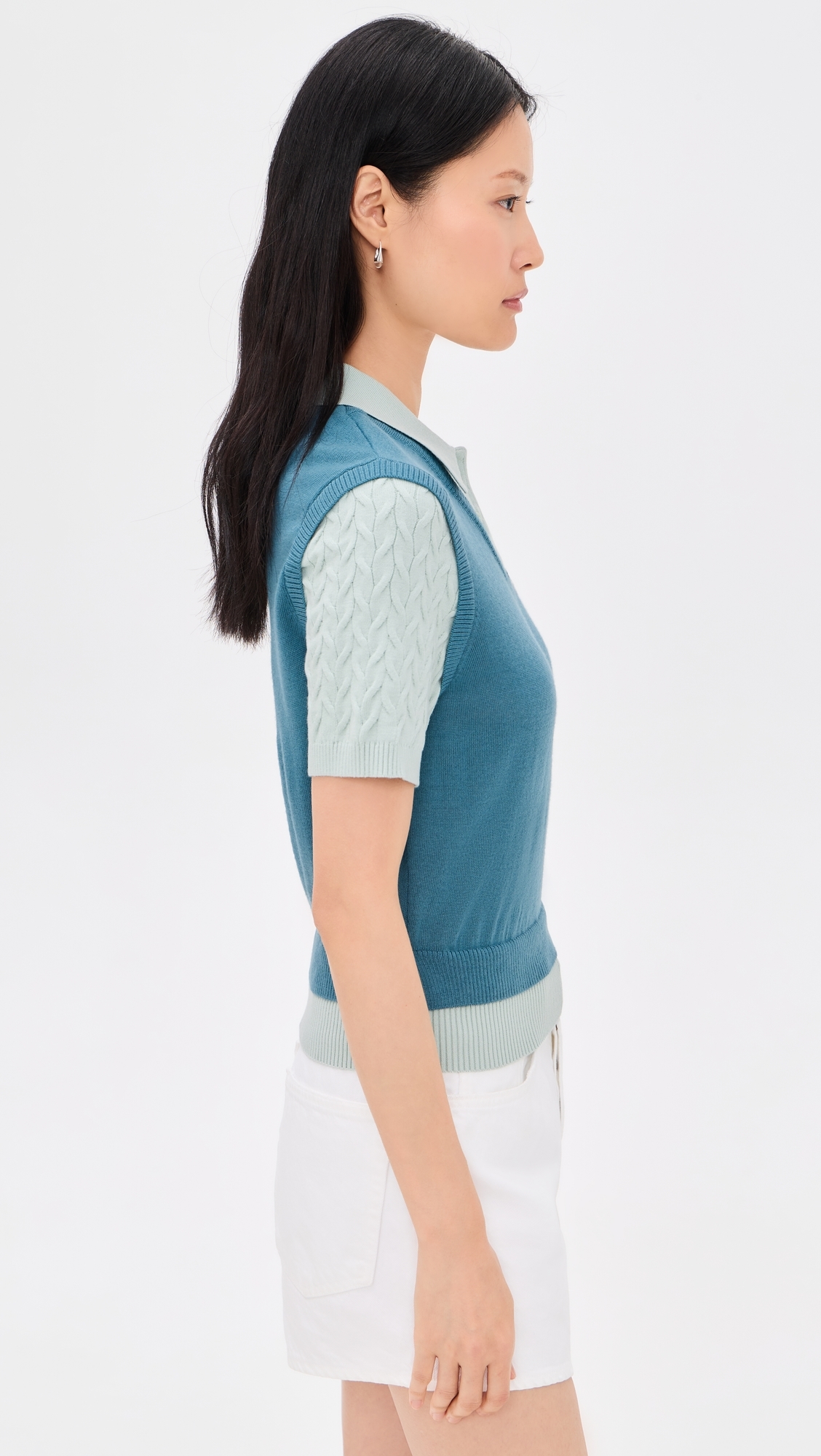 Veronica Polo Pullover Aegean Blue/Surf Spray