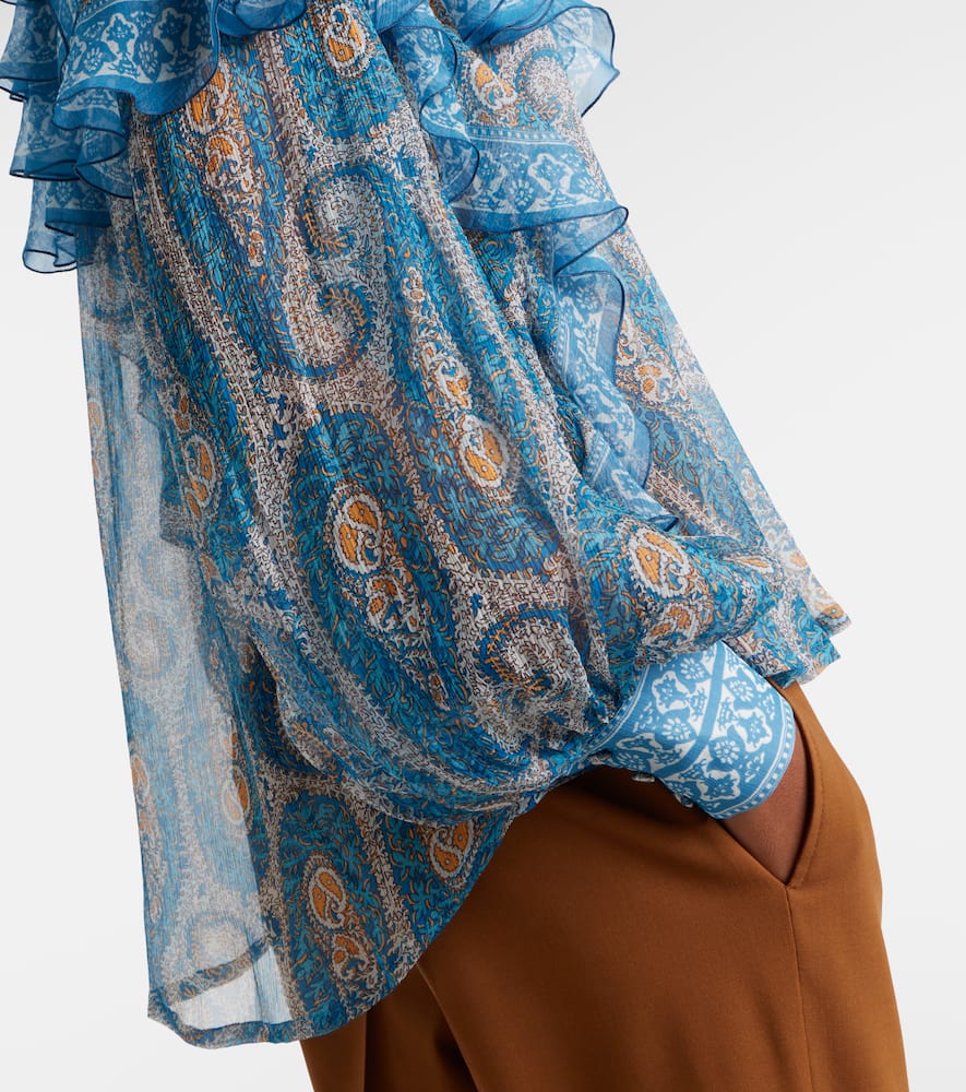 Paisley ruffled silk blouse
