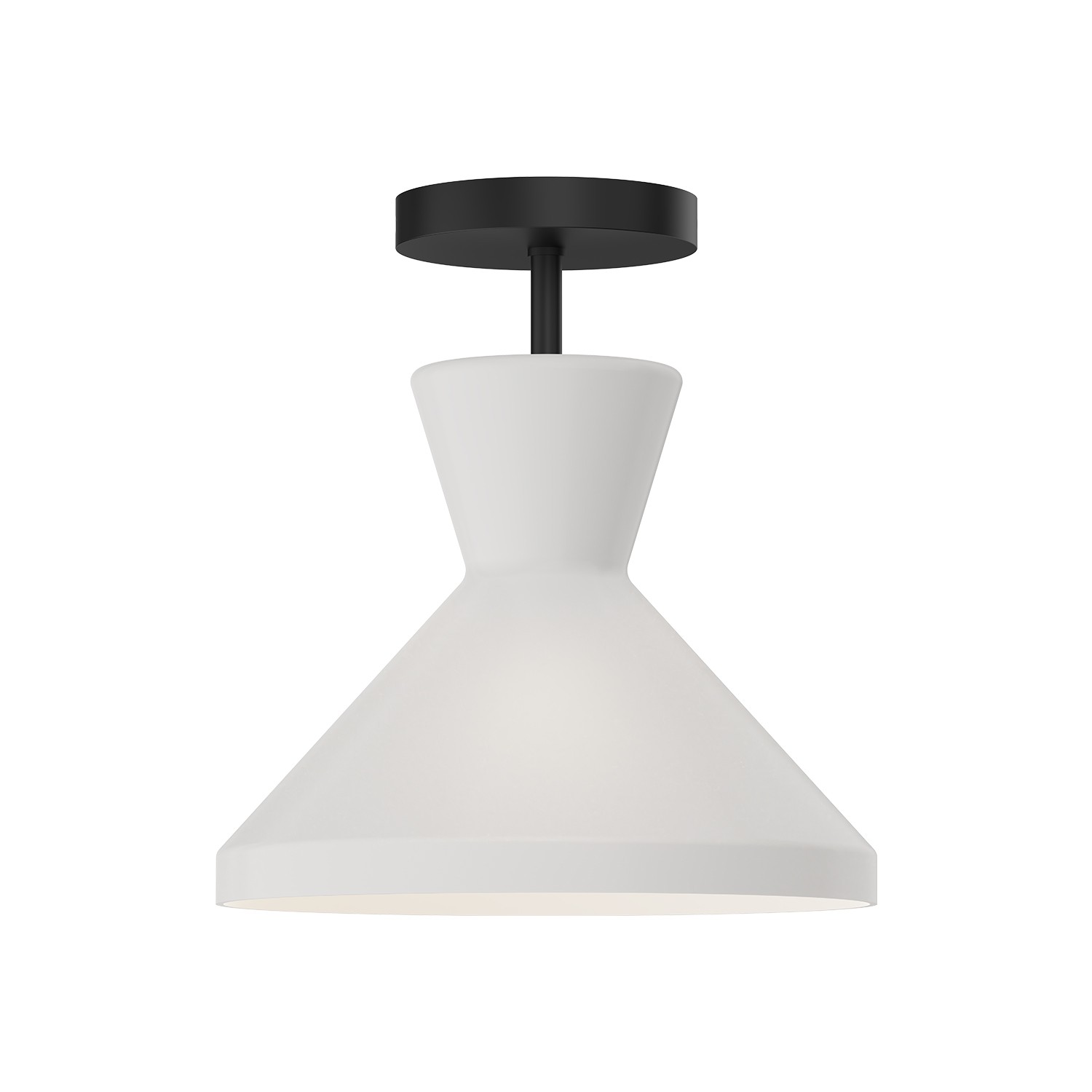 Betty 1-Light Semi-Flush Mount in Matte Black with Opal Gla