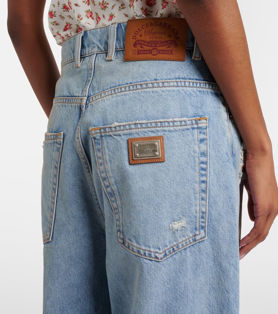 Distressed wide-leg jeans