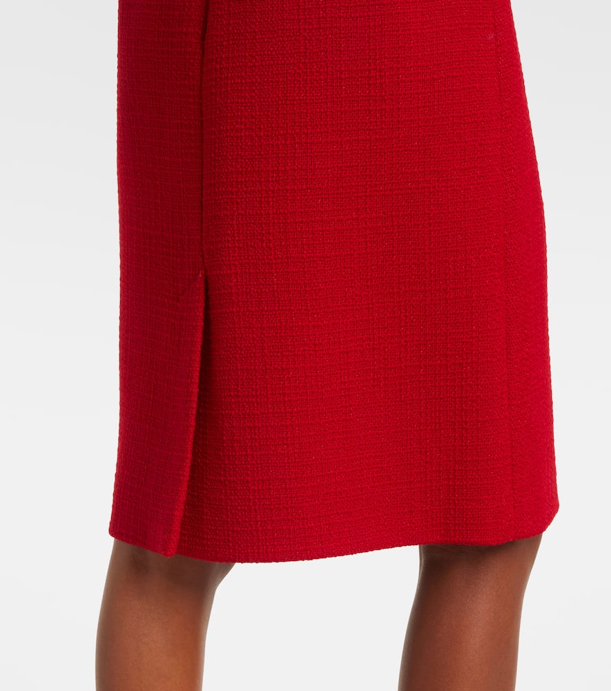 High-rise wool-blend tweed pencil skirt