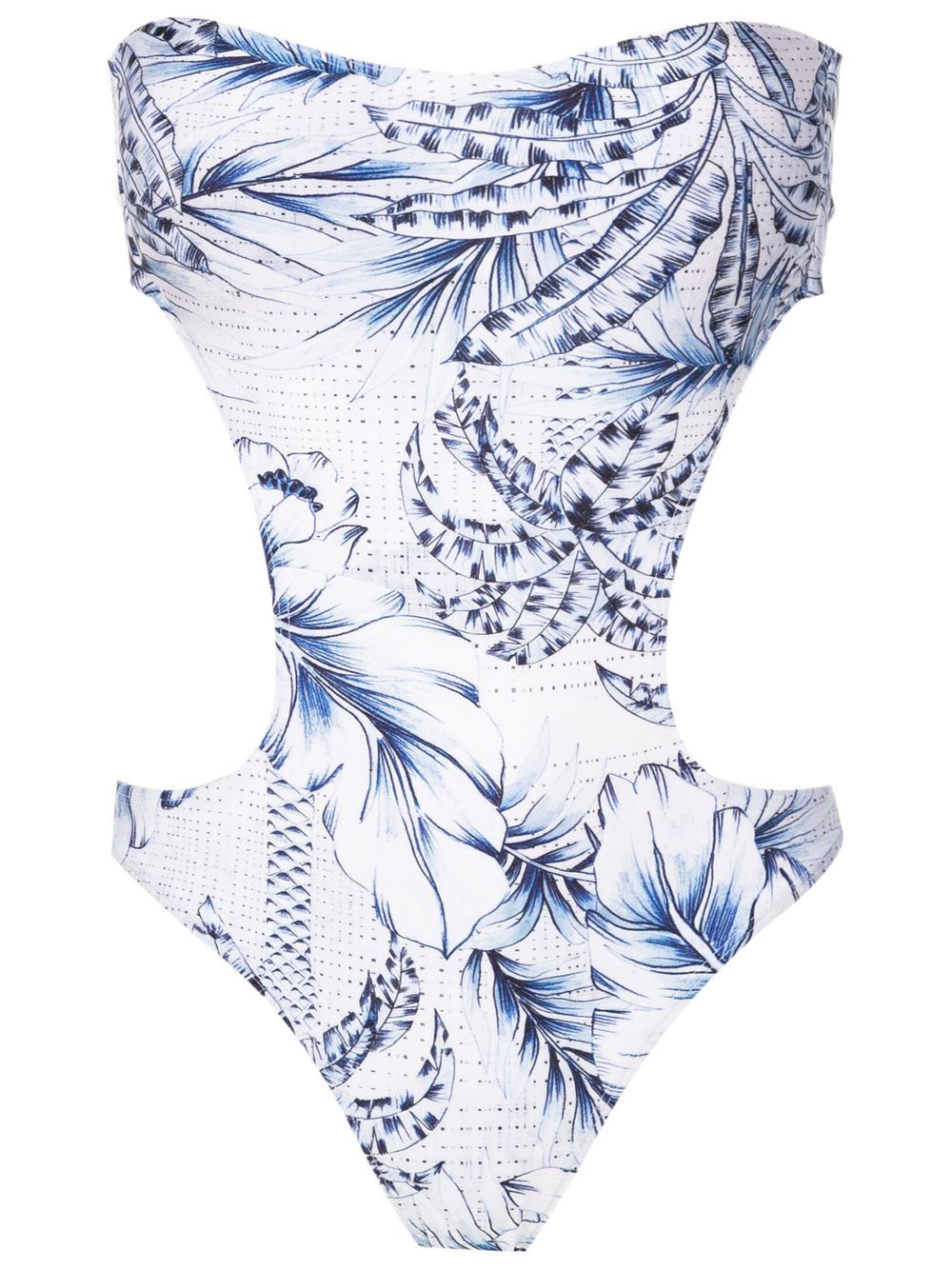Palm-tree print swimsuit - Blue