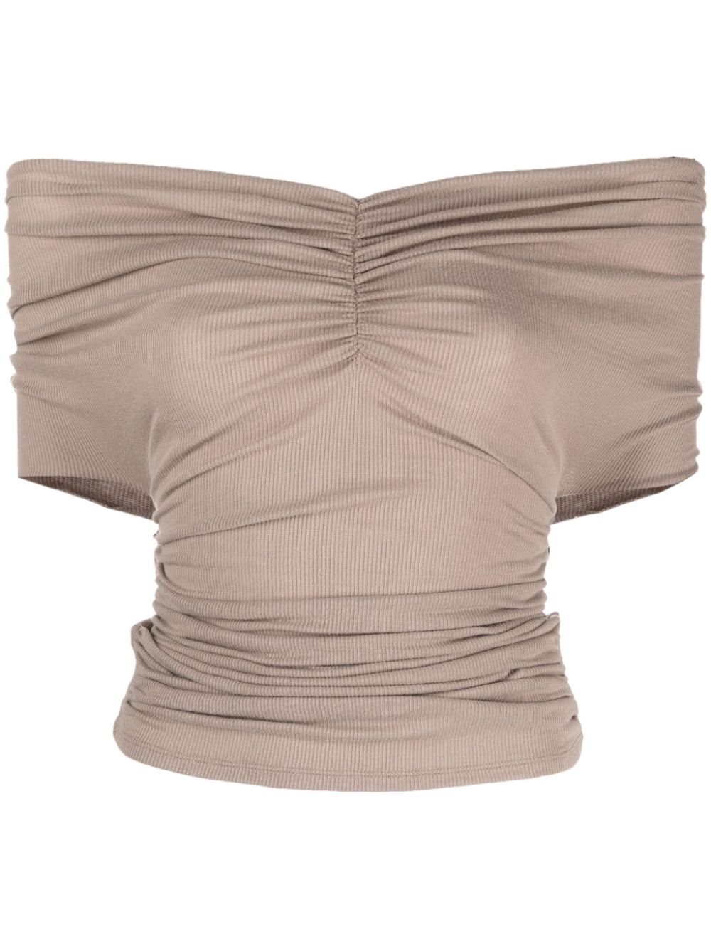 Off-shoulder ruched blouse - Neutrals