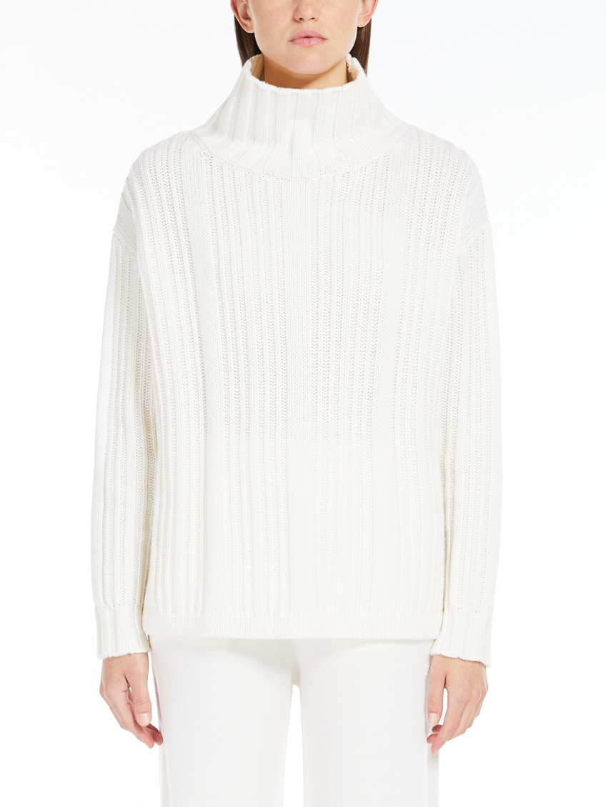 White Vitalba Wool Polo-neck Jumper
