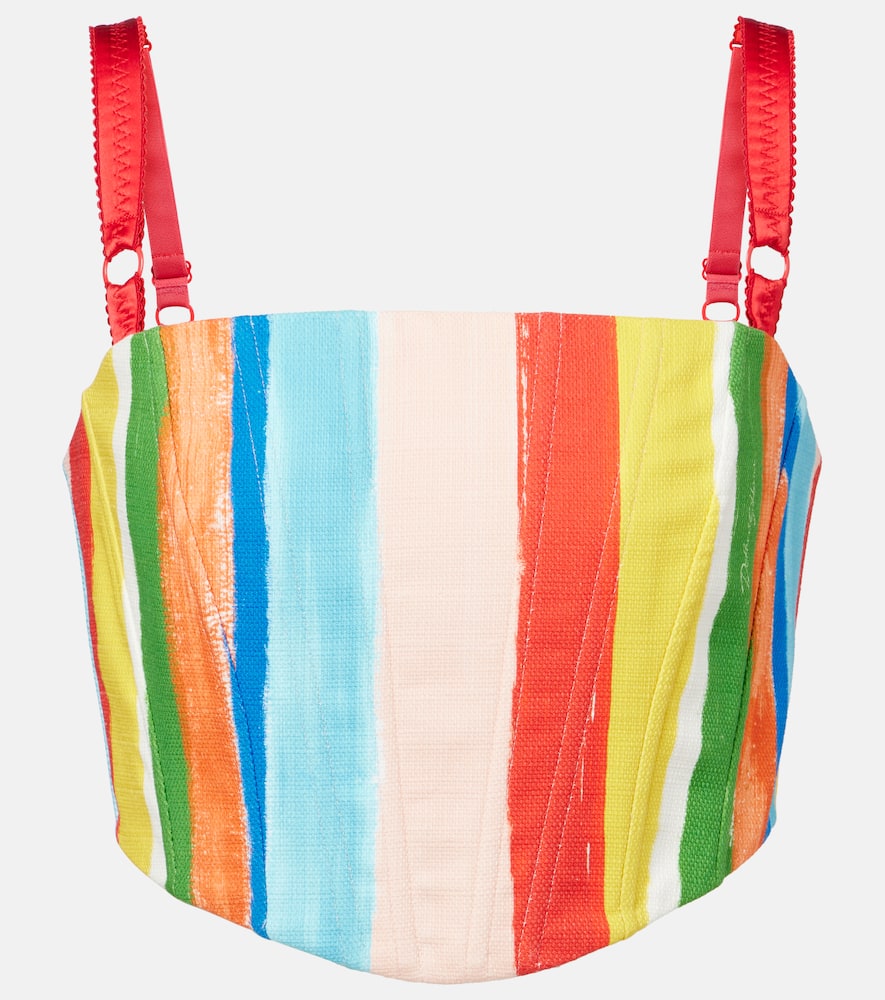 Striped cotton-blend tank top