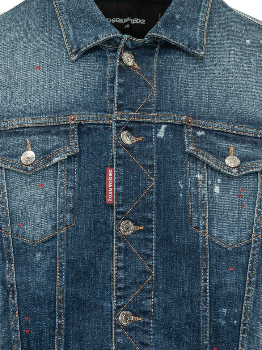 Blue Distressed Shirt Collar Jacket