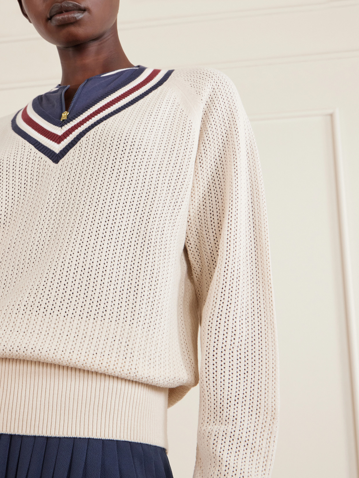Open-knit Cotton Sweater - Cream