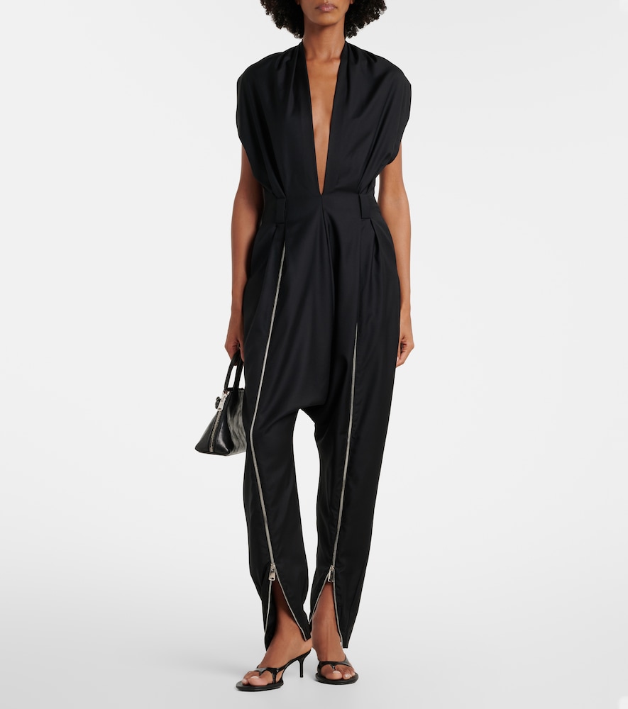 Halterneck virgin wool jumpsuit