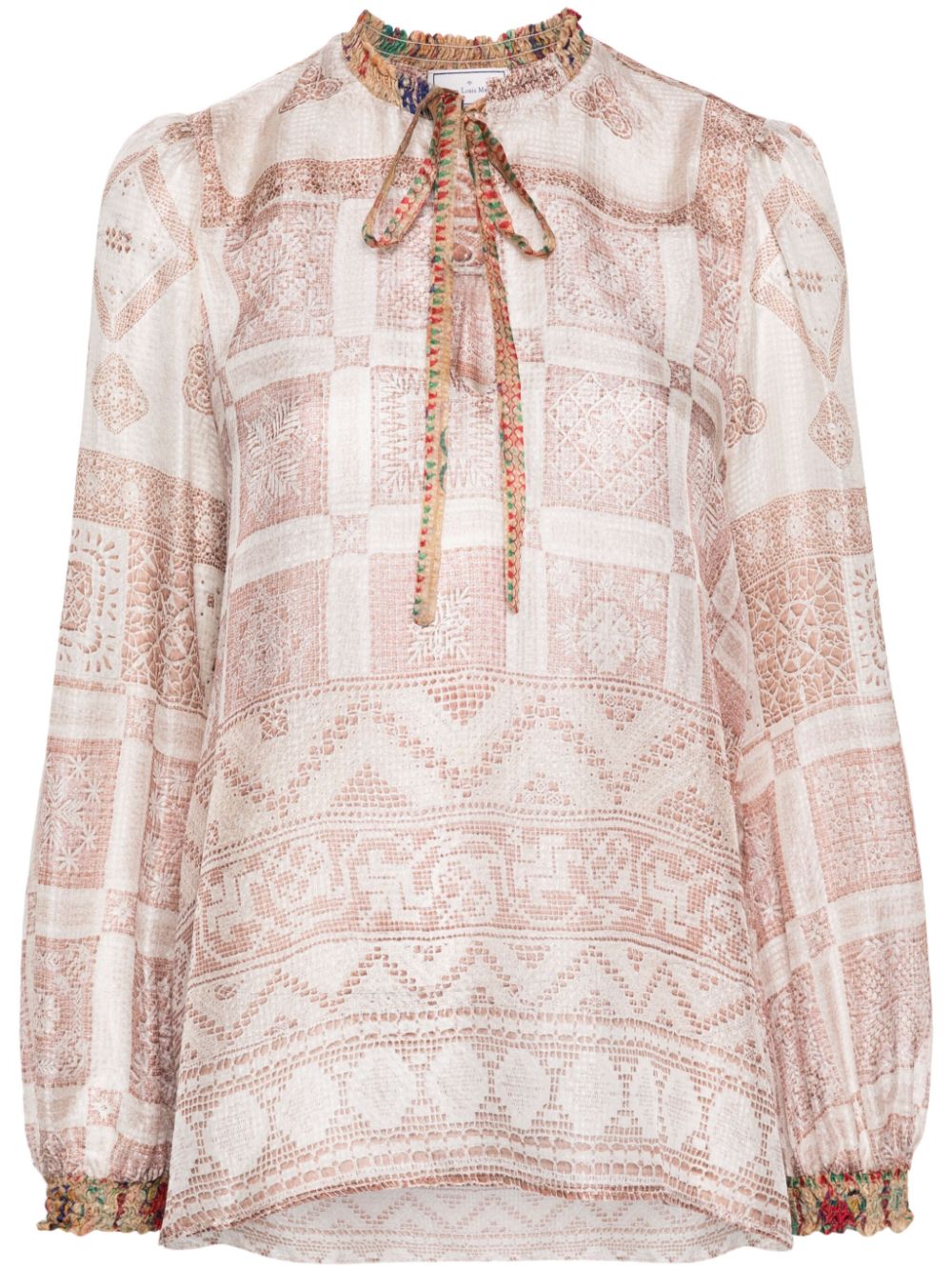 Graphic-print silk blouse - Neutrals