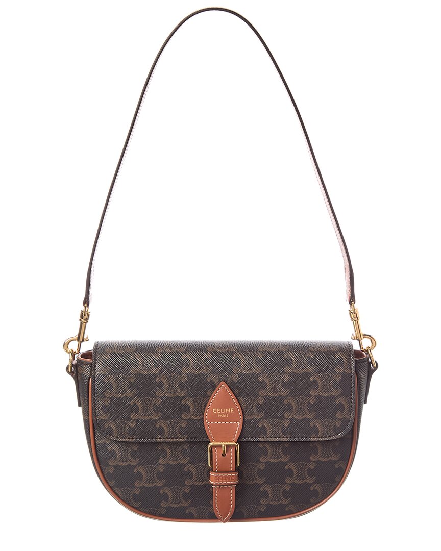 Folco Triomphe Coated Canvas & Leather Shoulder Bag