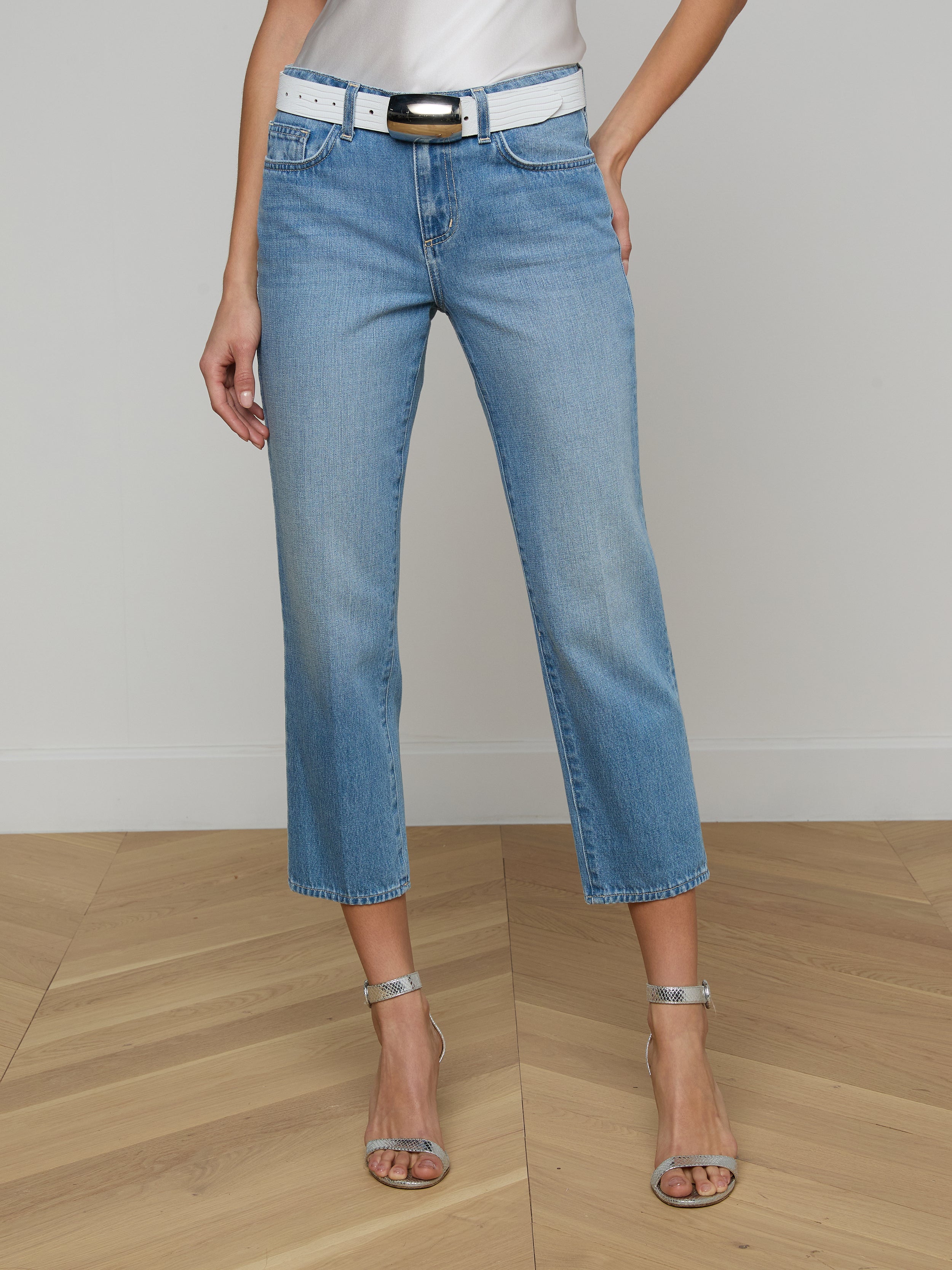 Thalina Cropped Stovepipe Jean In Bellflower