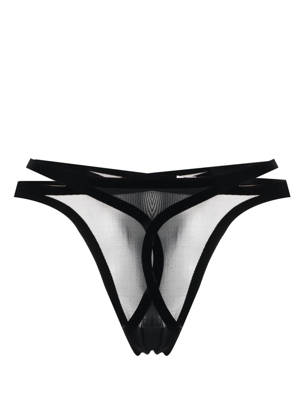 X Mugler Flock Shaping thong - Black