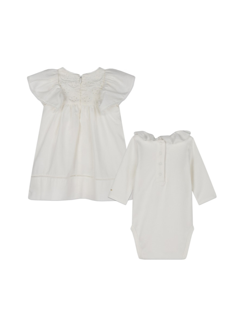 2 Piece White Embroidered Dress/Romper Sets (Baby Girl)